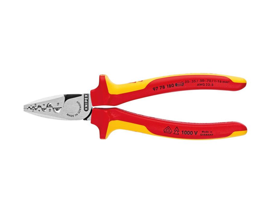 VDE-Crimpzange für Aderendhülsen, Halbrundprofil