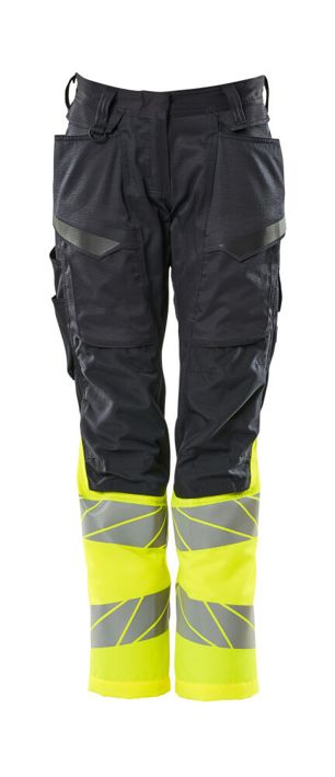 Pantaloni con tasche porta-ginocchiere ACCELERATE SAFE blu navy scuro/hi-vis giallo