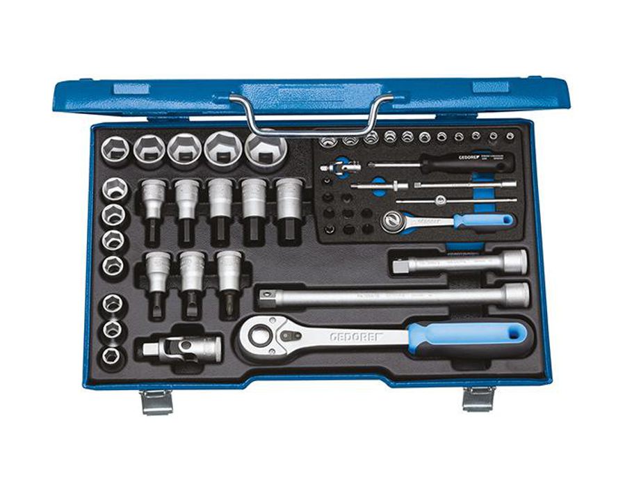 Kombinierte Steckschlüssel-Garnitur 1/4" und 1/2", 50-teilig