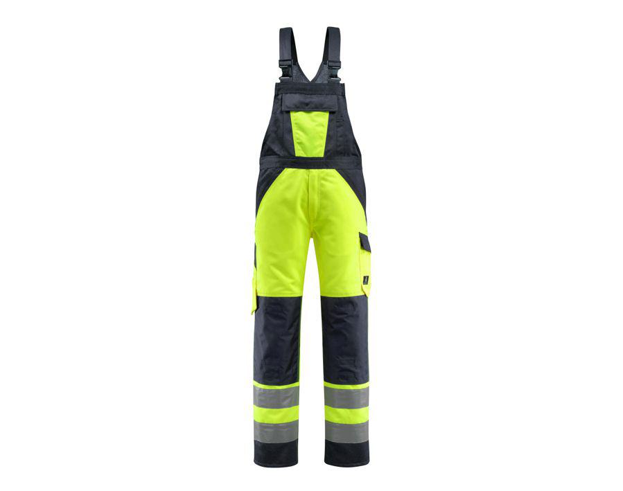 Salopette con tasche porta-ginocchiere SAFE LIGHT hi-vis giallo/blu navy scuro