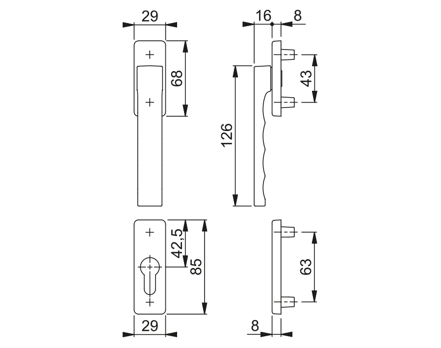 Coppia martelline DK per porte balcone serie Toulon 0737KH/51N/U34/0737/51NS/51PNS