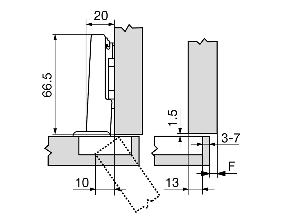 Cerniera speciale da 110° CLIP top
