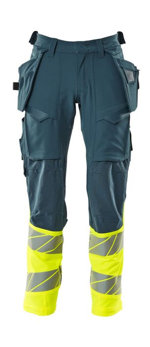 Pantaloni con tasche esterne ACCELERATE SAFE petrolio scuro/hi-vis giallo