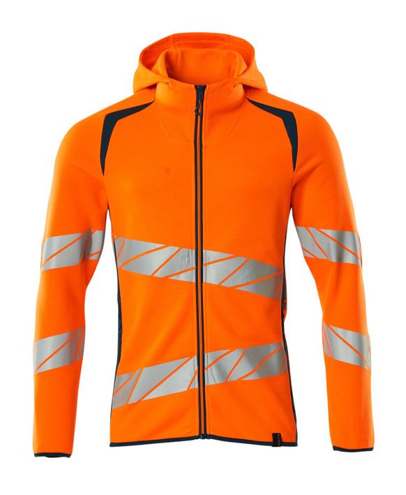 Felpa con cappuccio con chiusura lampo ACCELERATE SAFE hi-vis arancio/petrolio scuro