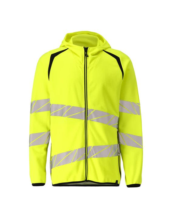 Felpa con cappuccio con chiusura lampo ACCELERATE SAFE hi-vis giallo/nero