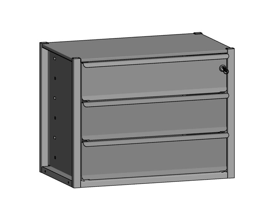 Modulo a 3 cassetti , con serratura