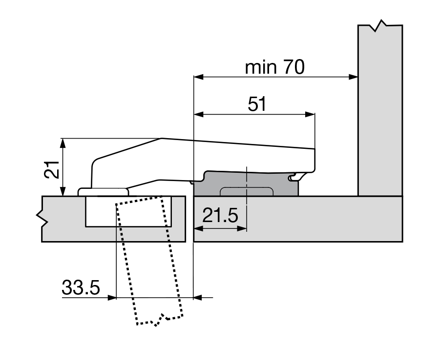 Cerniera per mobili con colonna a filo CLIP top