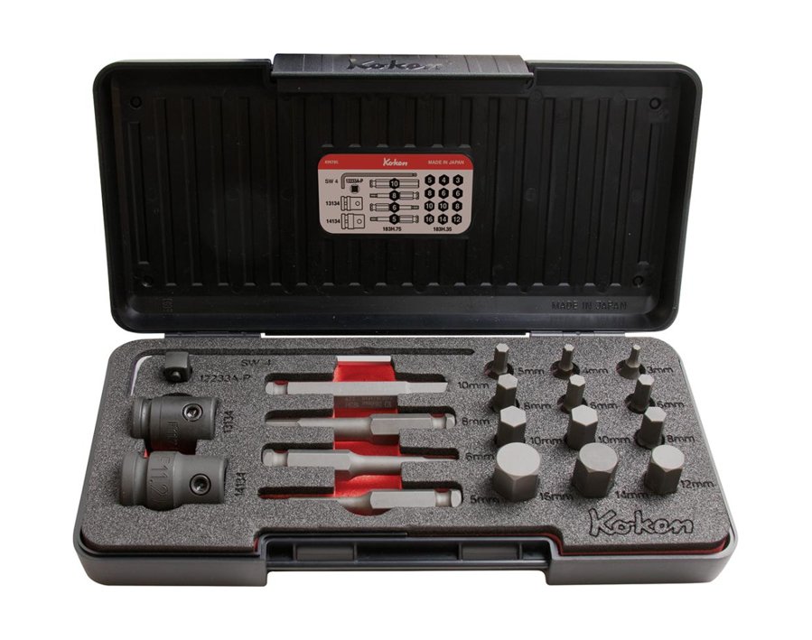 Kraft-Schraubendreher-Einsatz-Garnitur, modular mit 7/16"-Bits