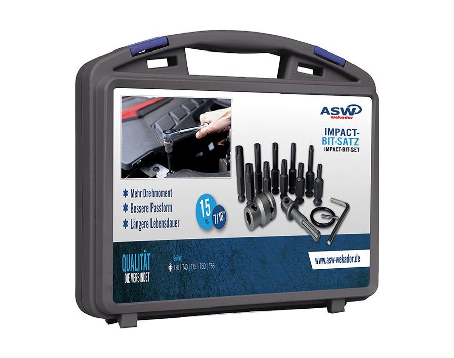 Kraft-Schraubendreher-Einsatz-Garnitur, modular mit 7/16"-Bits