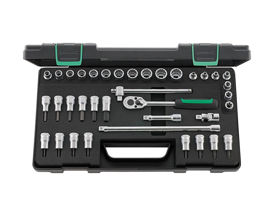 Zwölfkant-Steckschlüssel-Garnitur 3/8", 37-teilig