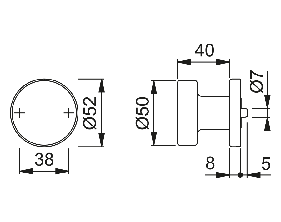 Pomolo fisso su rosetta E58/42 FDW M12