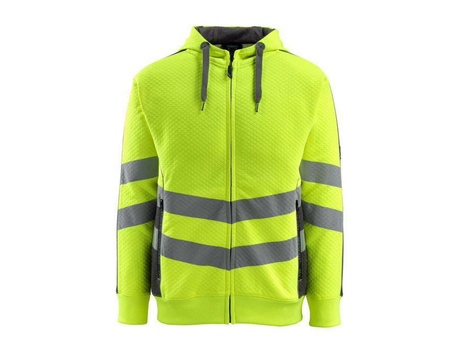 Felpa con cappuccio con chiusura lampo SAFE SUPREME hi-vis giallo/antracite scuro