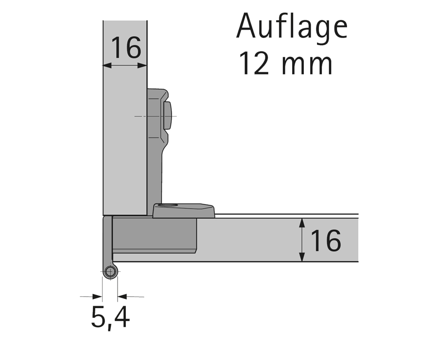 Cerniera per mobili singoli, fianchi da 16 mm e ante da 16/19 mm, fori in serie 32 mm Selekta Pro 2000
