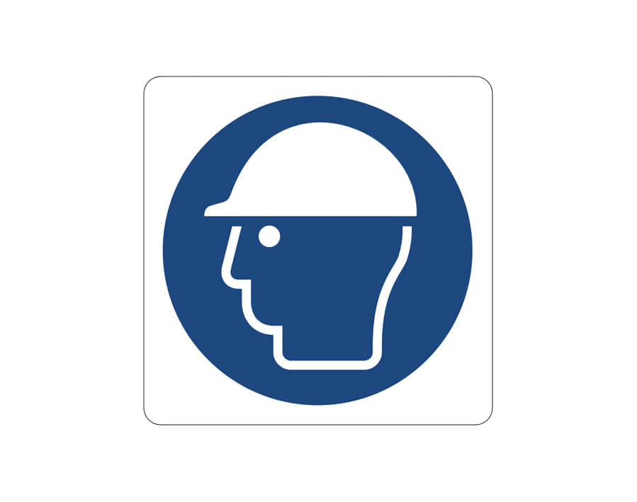 Cartello segnaletico di obbligo:
casco di protezione obbligatorio