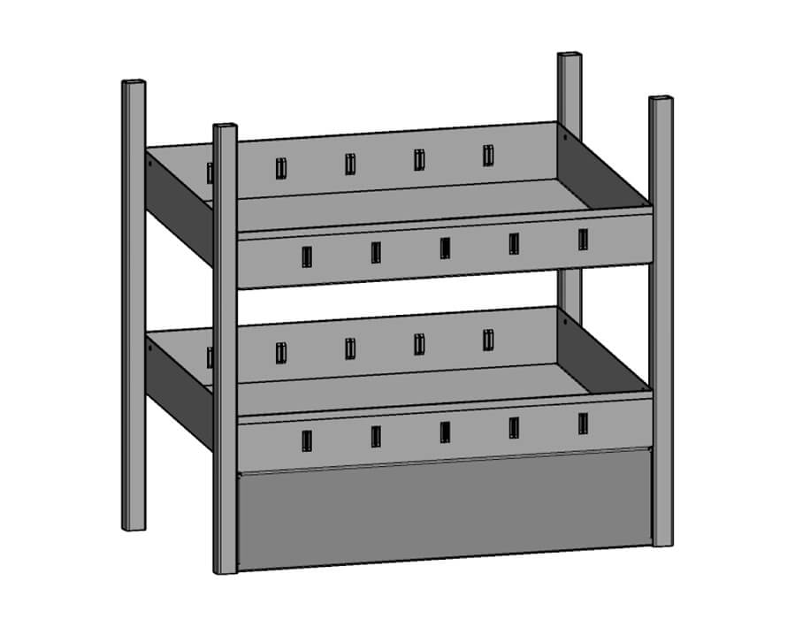 Modulo inferiore inclinato per vaschette