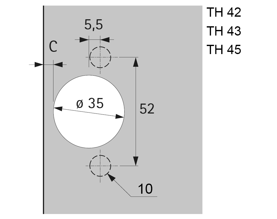 Cerniera a scodellino per battute ad angolo negativo Intermat 9936 W90