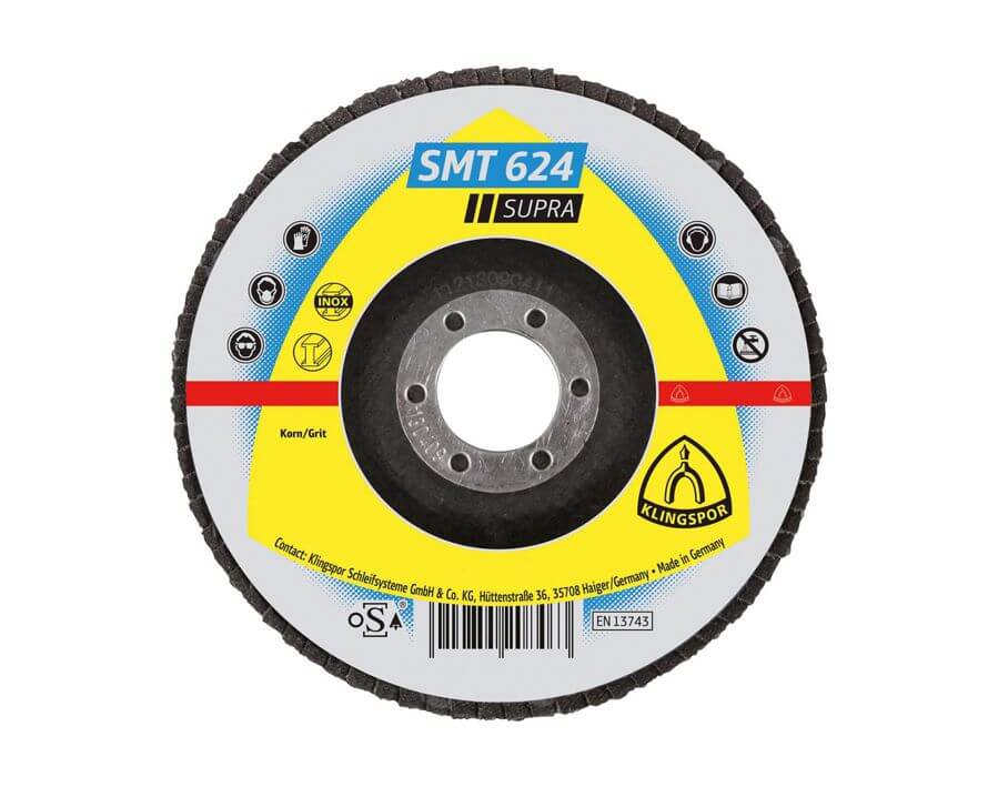 Fächerschleifscheibe, Zirkonkorund, Ø 125 mm, 12° gewölbt
