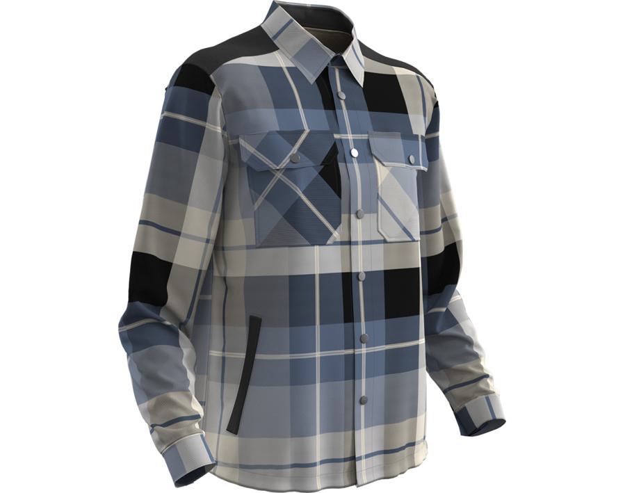 Camicia con fodera in pile CUSTOMIZED a quadri blu navy scuro