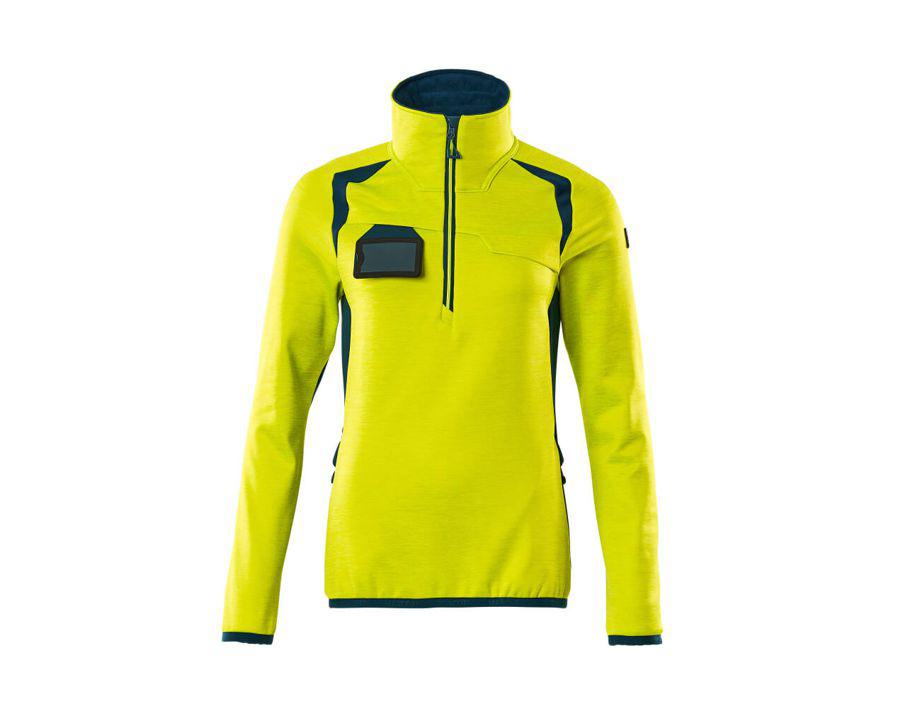 Maglione in pile con mezza cerniera ACCELERATE SAFE hi-vis giallo/petrolio scuro