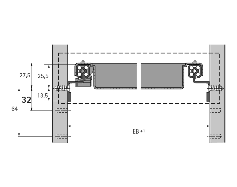 Guida Quadro 12 con Silent System per cassettini per cancelleria Systema Top 2000 