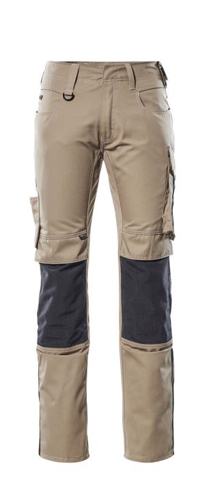 Pantaloni con tasche porta-ginocchiere UNIQUE kakichiaro/nero