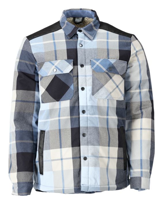 Camicia con fodera in pile CUSTOMIZED a quadri blu navy scuro