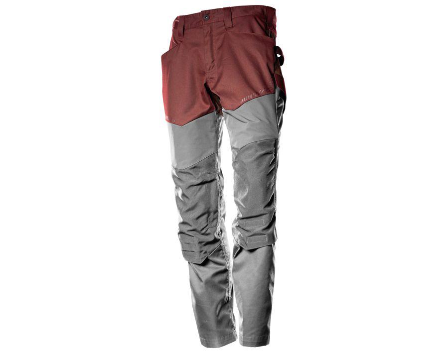 Pantaloni con tasche porta-ginocchiere CUSTOMIZED rosso autunno/grigio pietra