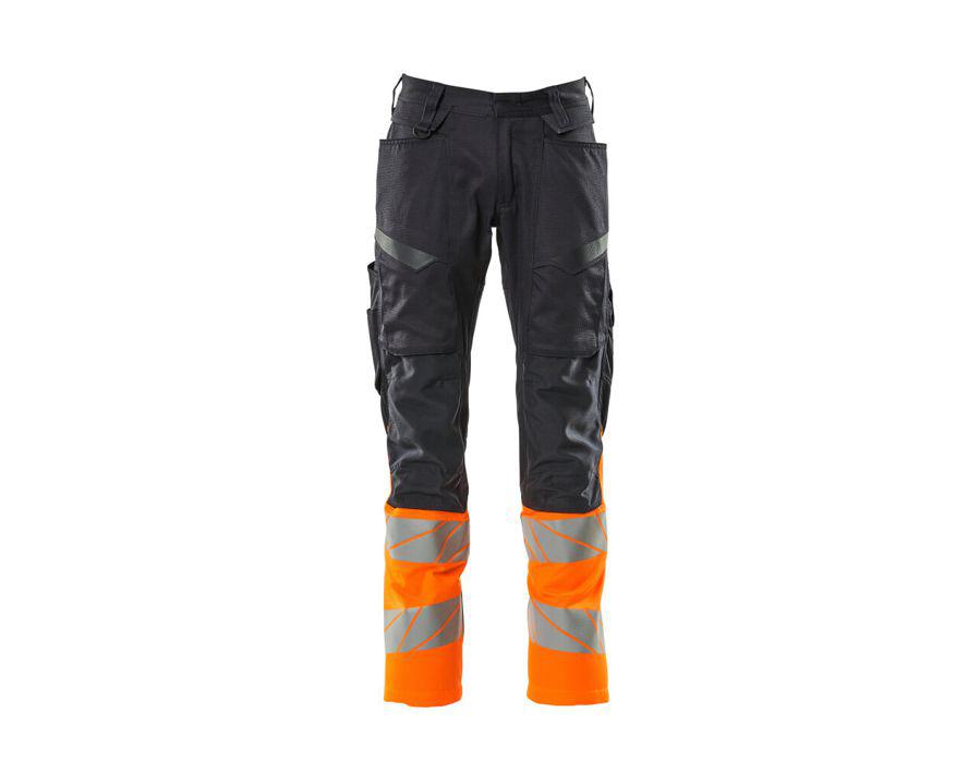 Pantaloni con tasche porta-ginocchiere ACCELERATE SAFE blu navy scuro/hi-vis arancio