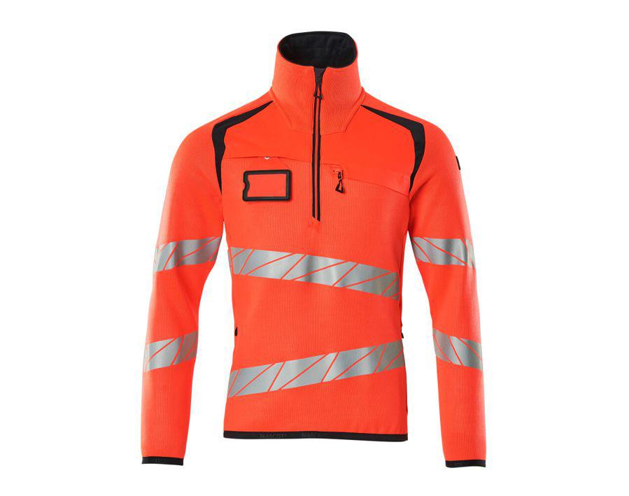 Maglione con mezza cerniera ACCELERATE SAFE hi-vis rosso/blu navy scuro
