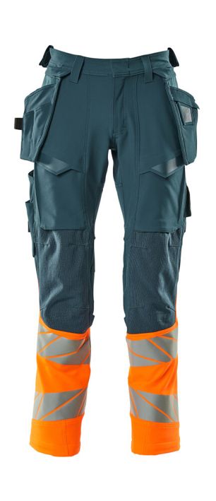 Pantaloni con tasche esterne ACCELERATE SAFE petrolio scuro/hi-vis arancio