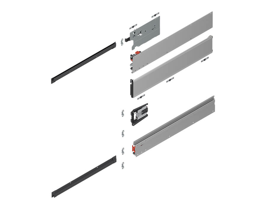 Set di guide pocket con TIP-ON REVEGO uno anta singola 
