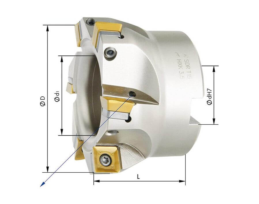 Eckmesserkopf mit Innenkühlung, 90°