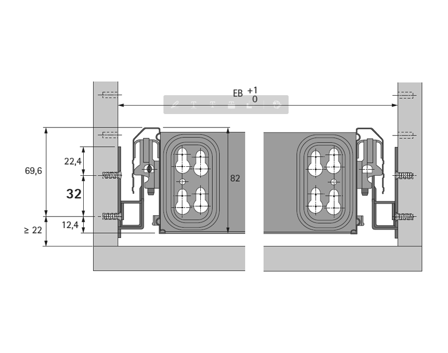 Guida su sfere KA 270 per cassetti metallici Systema Top 2000 