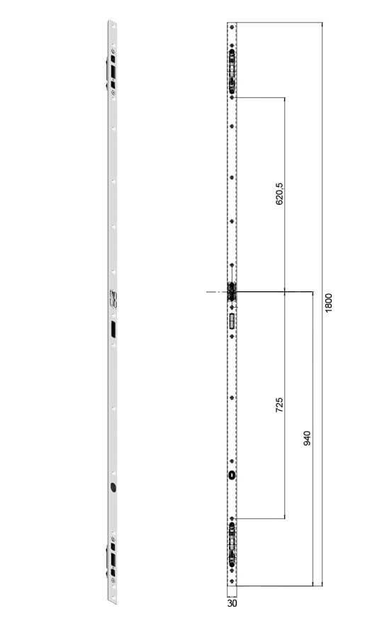 Asta di chiusura tipo 4/11 standard per porte in legno Asta di chiusura tipo 4/11 standard per porte in legno