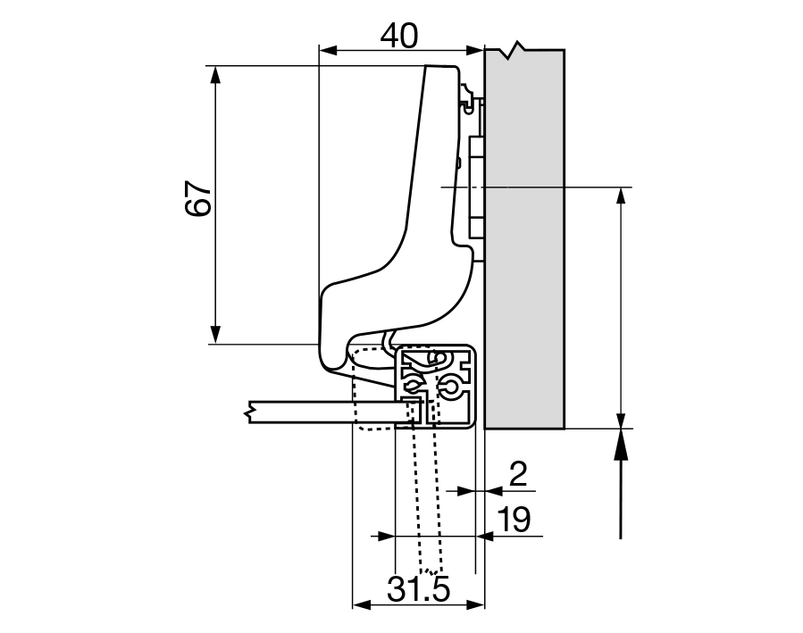 Cerniera da 95° per telai in alluminio CLIP top