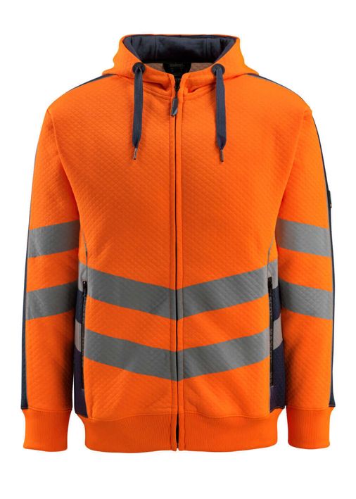 Felpa con cappuccio con chiusura lampo SAFE SUPREME hi-vis arancio/blu navy scuro