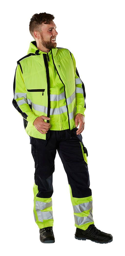 Felpa con cappuccio con chiusura lampo SAFE SUPREME hi-vis giallo/antracite scuro