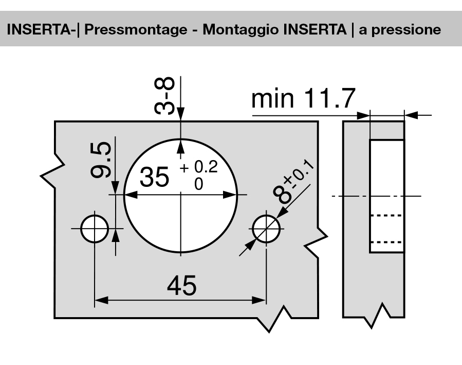 Cerniera da 155° CLIP top