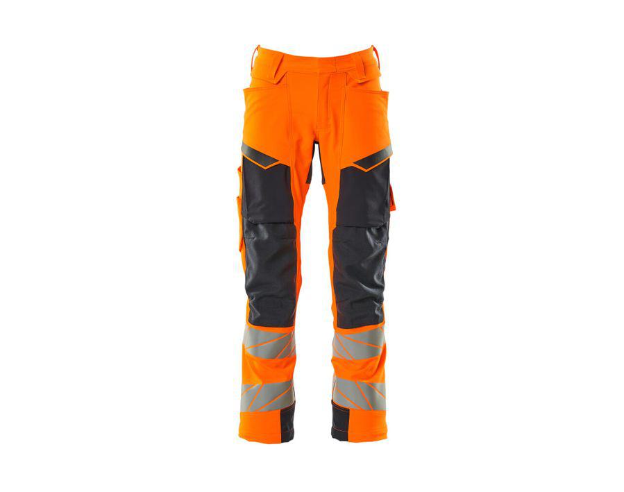 Pantaloni con tasche porta-ginocchiere ACCELERATE SAFE hi-vis arancio/blu navy scuro
