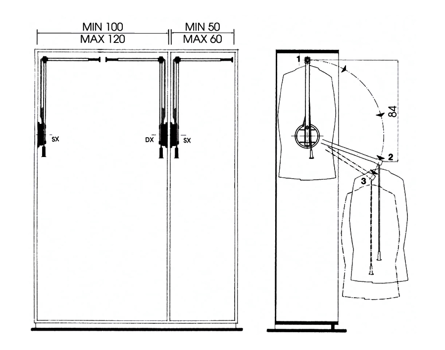 Barra appendiabiti Lift