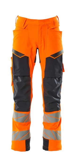 Pantaloni con tasche porta-ginocchiere ACCELERATE SAFE hi-vis arancio/blu navy scuro