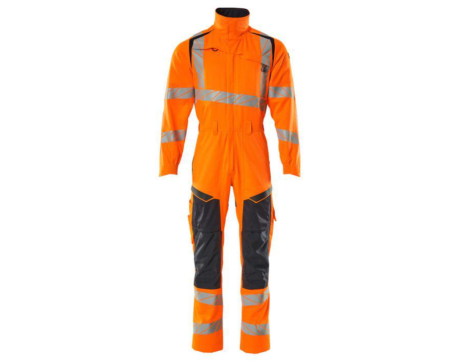Tuta da lavoro con tasche porta-ginocchiere ACCELERATE SAFE hi-vis arancio/blu navy scuro