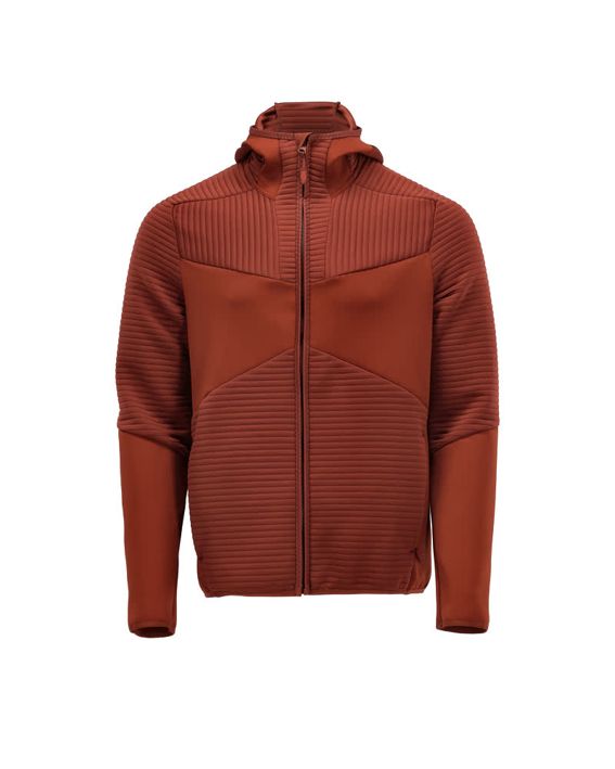 Felpa con cappuccio in pile e chiusura lampo CUSTOMIZED rosso autunno
