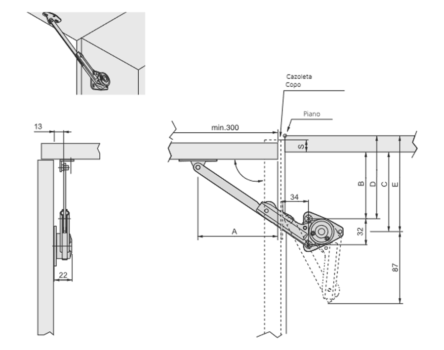Braccetto per pensili NSDX