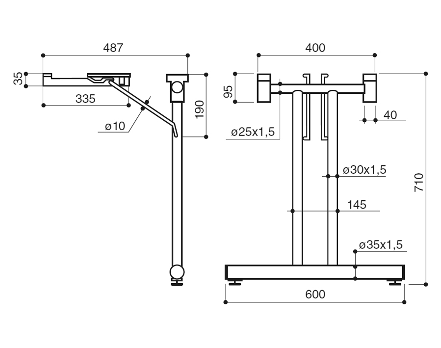 Sostegno pieghevole per tavoli