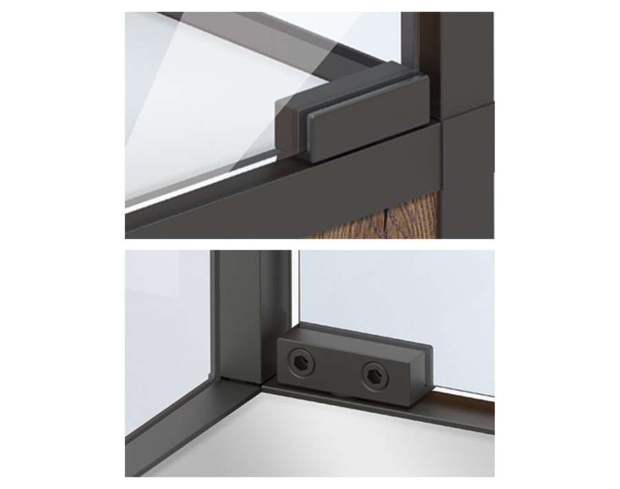 Cadro Vetrina Cerniera per ante in vetro nero opaco