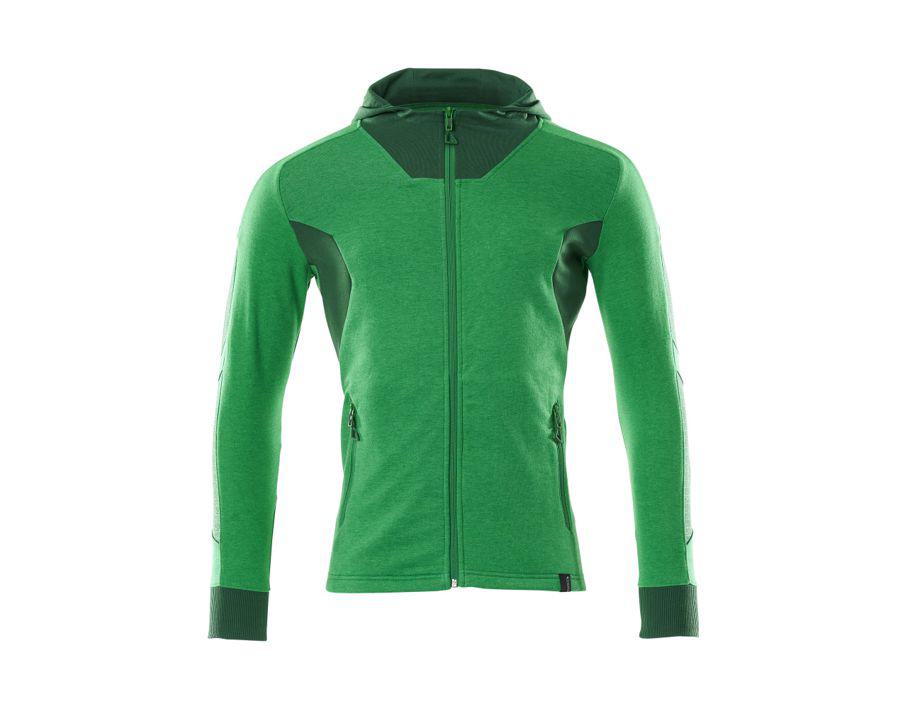 Felpa con cappuccio con chiusura lampo ACCELERATE verde prato/verde