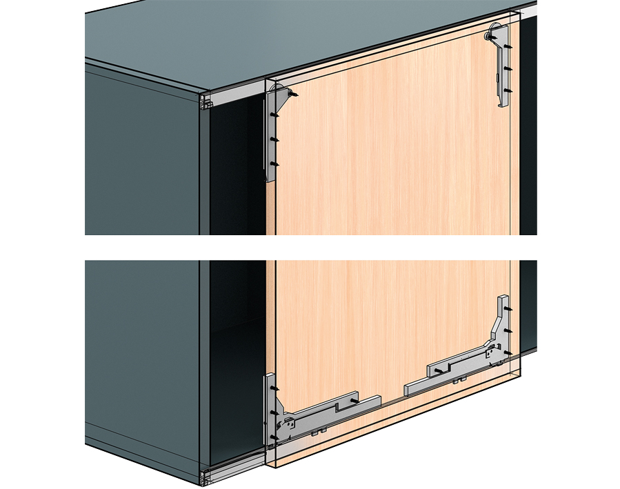 SlideLine M kit ferramenta per ante ammortizzate (ammortizzazione in chiusura, in apertura e anticollisione)