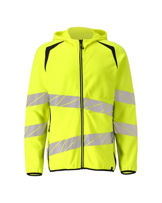 Felpa con cappuccio con chiusura lampo ACCELERATE SAFE hi-vis giallo/blu navy scuro