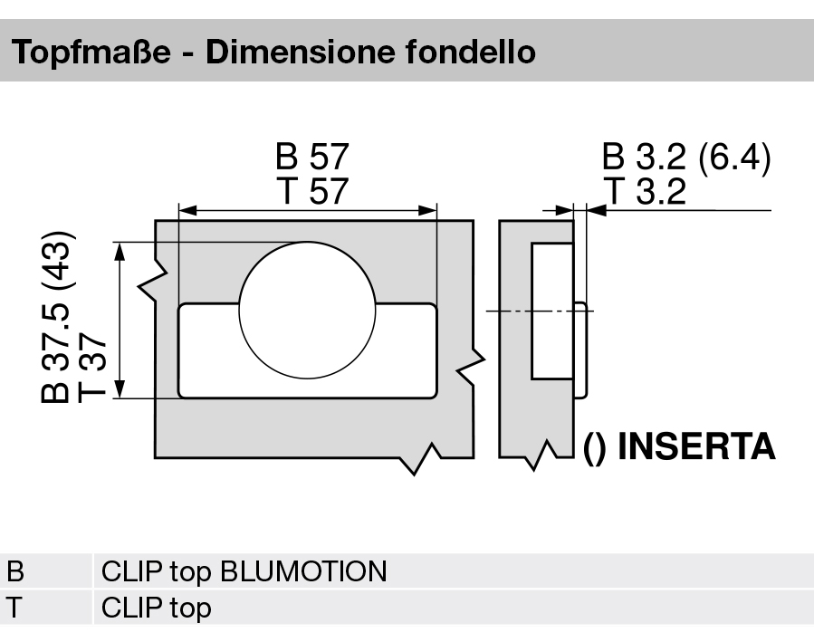 Cerniera per mobili con colonna a filo CLIP top